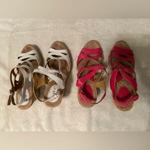 Lot of 2 b.o.c. Born Concept wedge heels in pink and white womens size 7